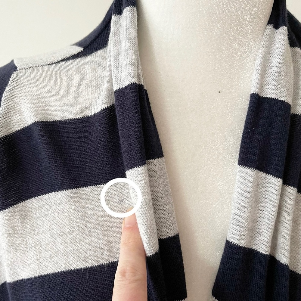 Anthropologie Moth | Grey/Blue/Yellow Striped Tie Waist Cardigan *NWT* - Picture 15 of 16